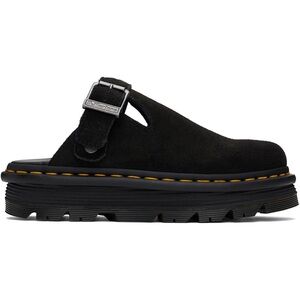 Dr. Martens Black Zebzag Suede Slingback Platform Mules